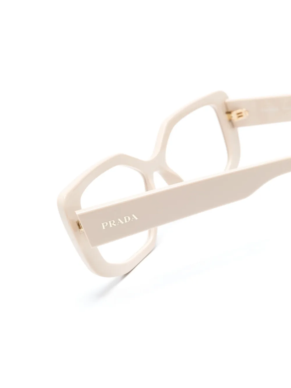 Prada Geometric-frame Logo Glasses In Neutrals