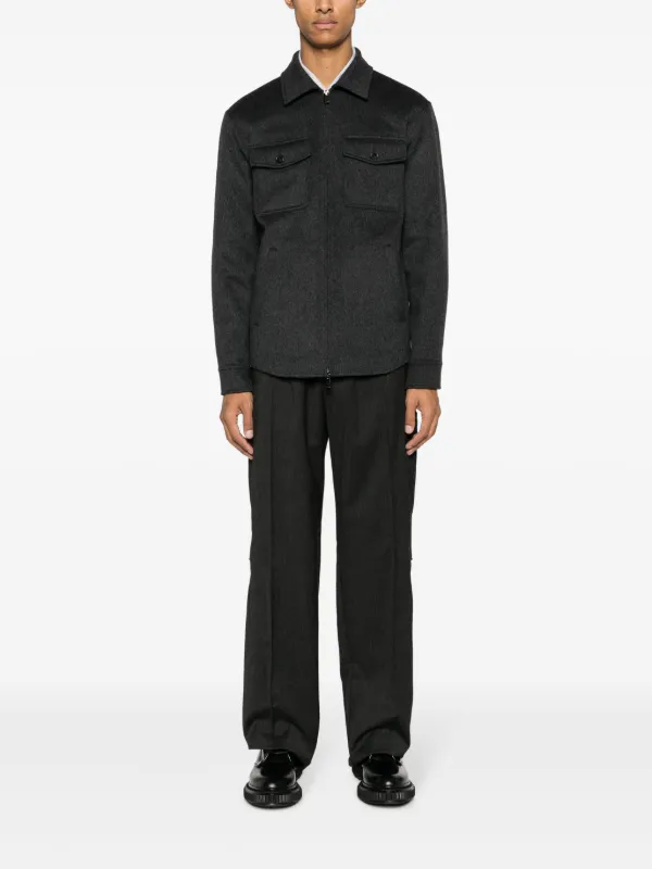 Theory グレー ジップアップ ニットジャケット S Theory ジップアップ シャツジャケット | グレー | FARFETCH JP