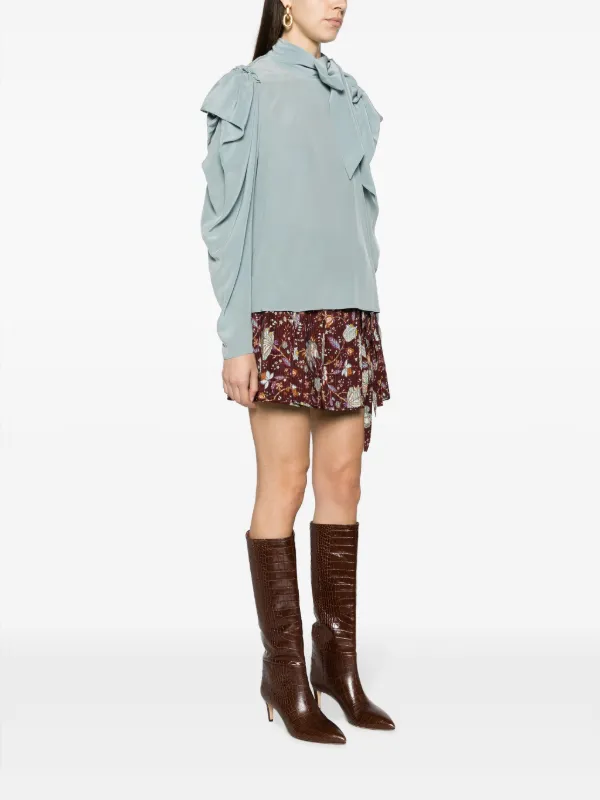 Ulla Johnson ギャザーシルクブラウス | ブルー | FARFETCH JP