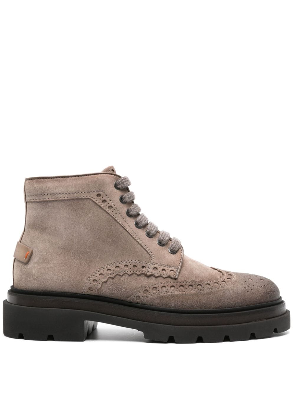 Santoni Logo-patch Leather Boots In Neutrals