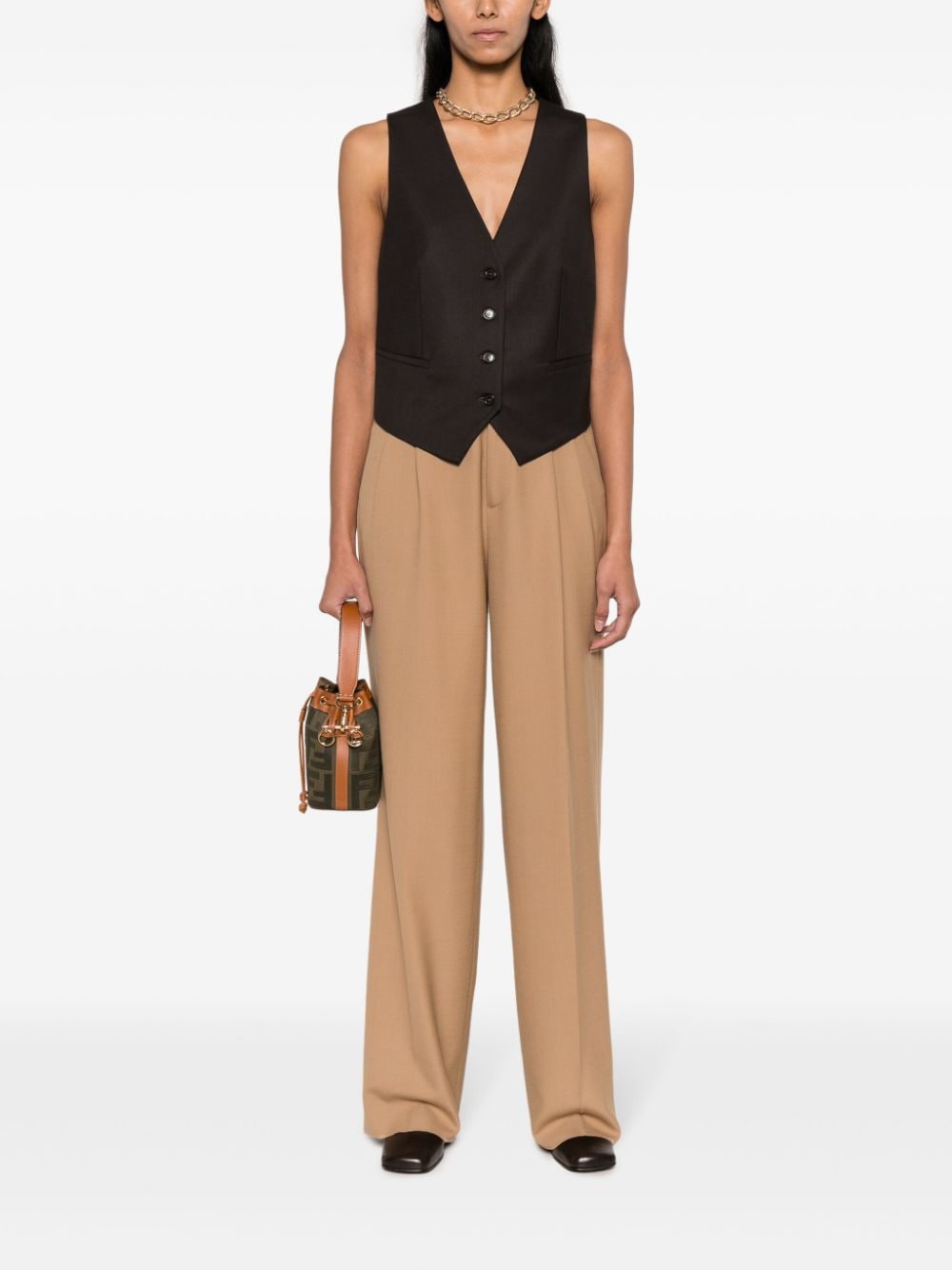 Tagliatore pressed-crease mid-rise tailored trousers - Bruin