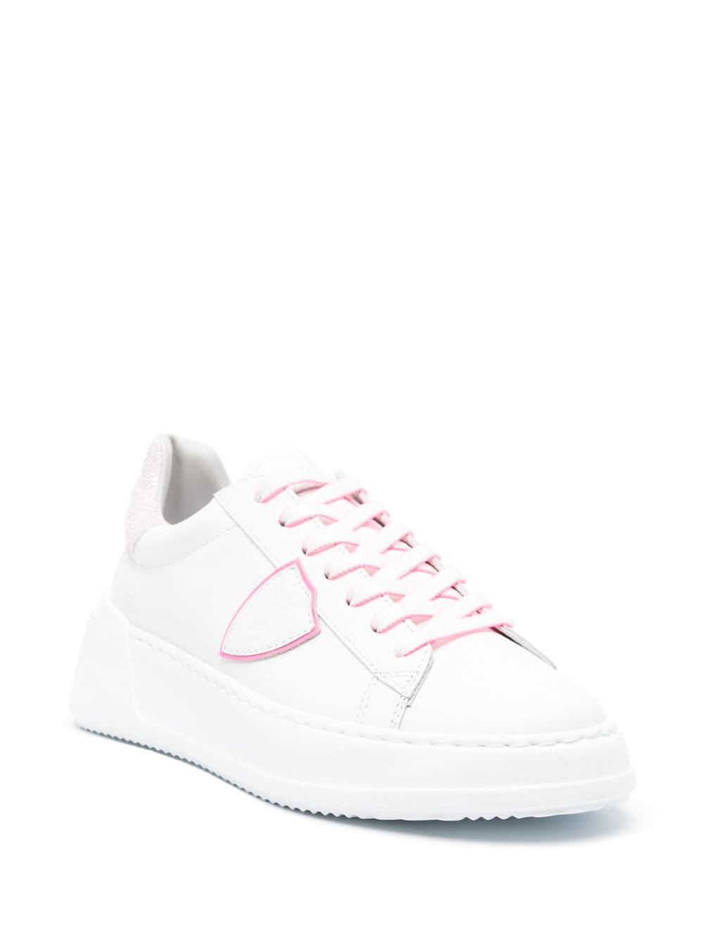 Shop Philippe Model Paris Tres Temple Lace-up Sneakers In White