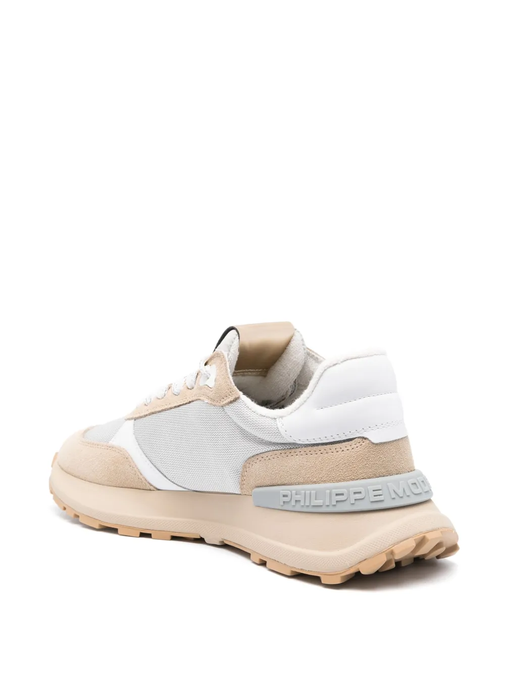 Shop Philippe Model Paris Logo-patch Panelled Sneakers In Neutrals