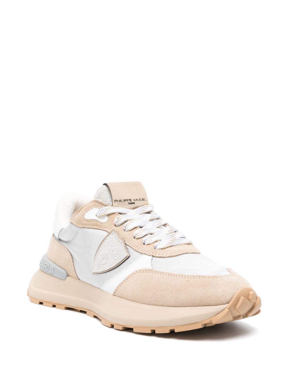 Shop Philippe Model Paris Logo-patch Panelled Sneakers In Neutrals