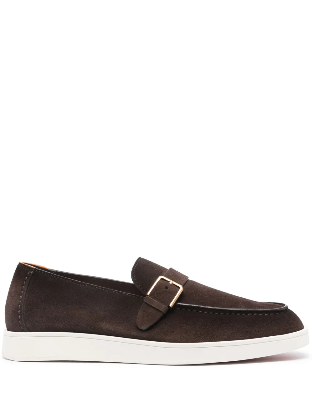 Santoni buckled suede derby shoes Brown