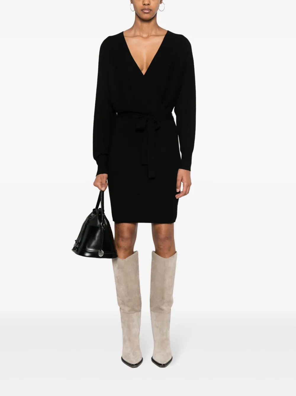LIU JO V-neck wrap minidress - Zwart