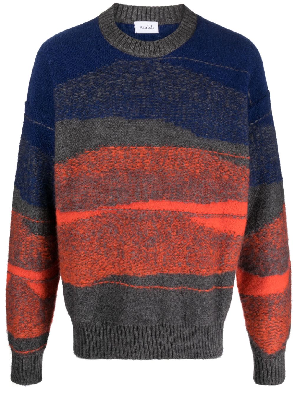 AMISH landscape-jacquard jumper - Orange