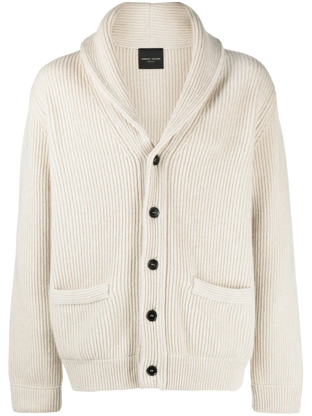 Roberto Collina Cardigan Collo Sciallato In Neutrals