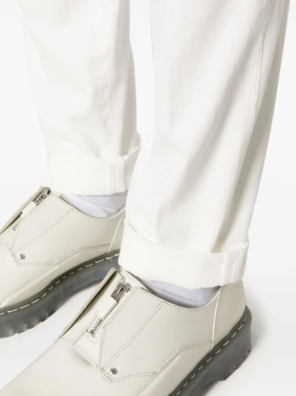 Dondup Tapered Cotton Blend Chinos In White