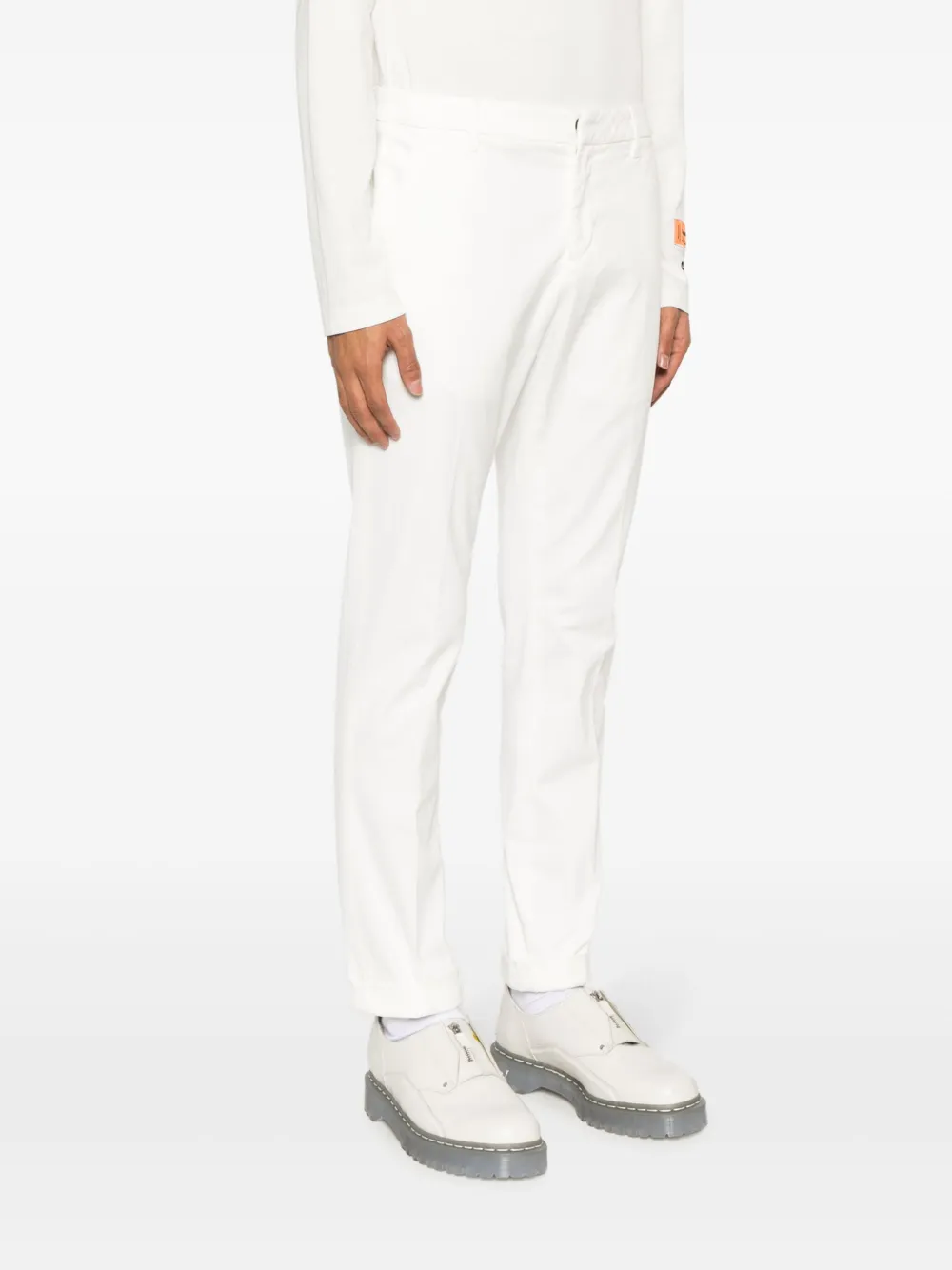 Dondup Tapered Cotton Blend Chinos In White