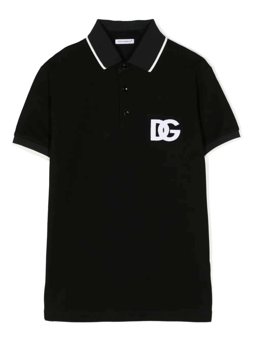 Dolce & Gabbana Embroidered-logo Polo Shirt In Black