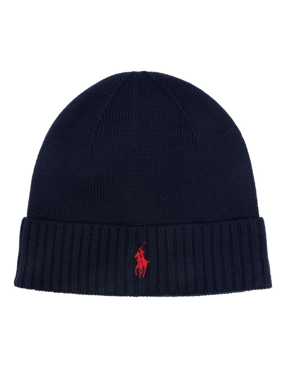 Polo Ralph Lauren Logo-embroidered Ribbed Wool Beanie In Blue