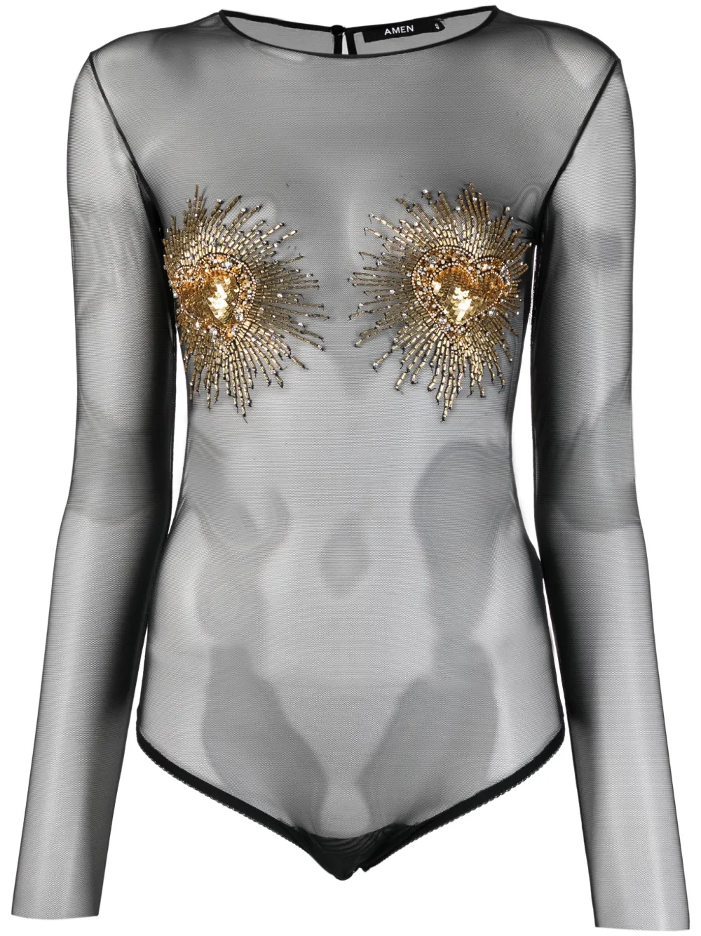Amen Heart-motif Embellished Top In Nero