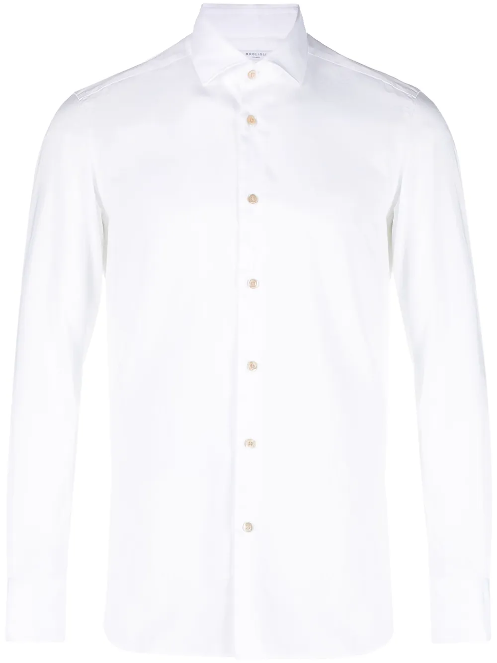 Shop Boglioli Long-sleeve Cotton Shirt In White