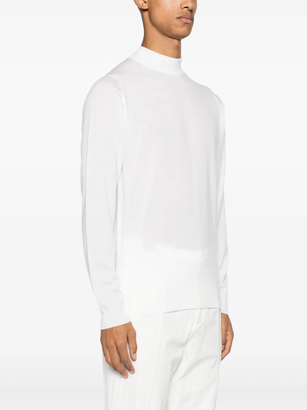 John Smedley Merinopullover Mit Stehkragen In White