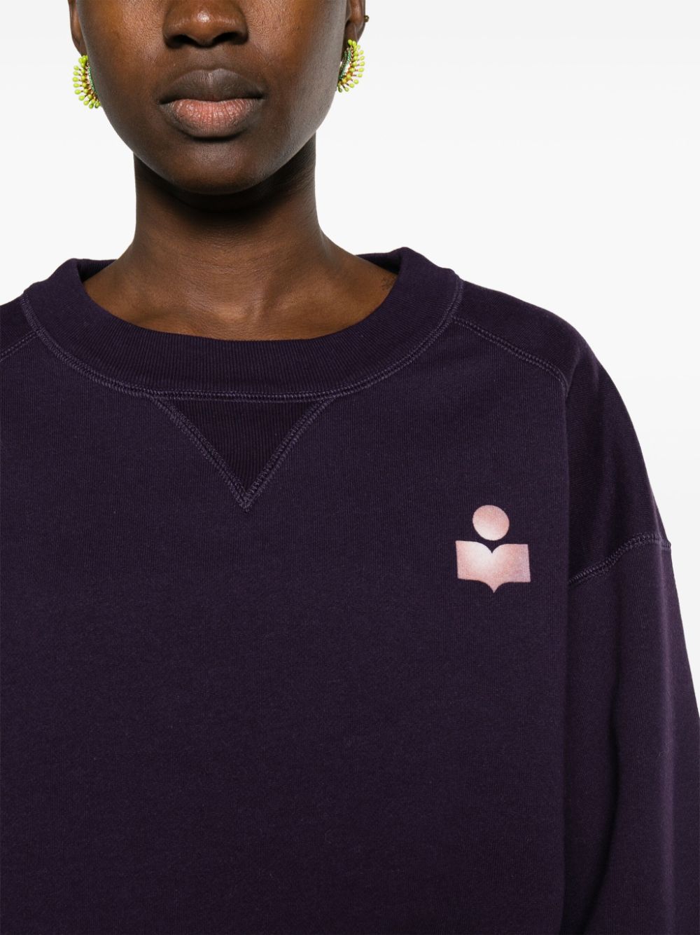 Shop Marant Etoile Margo Logo-flocked Sweatshirt In Purple