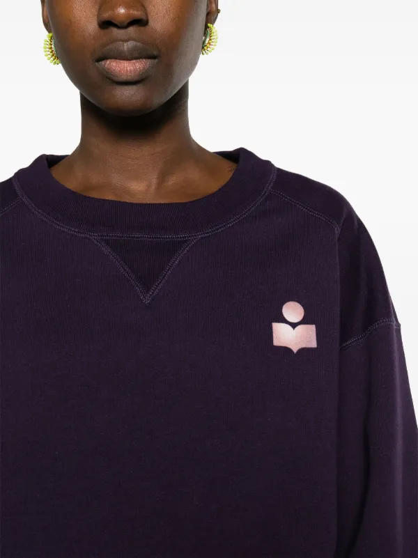 MARANT ÉTOILE flocked-logo drawstring hoodie - Purple