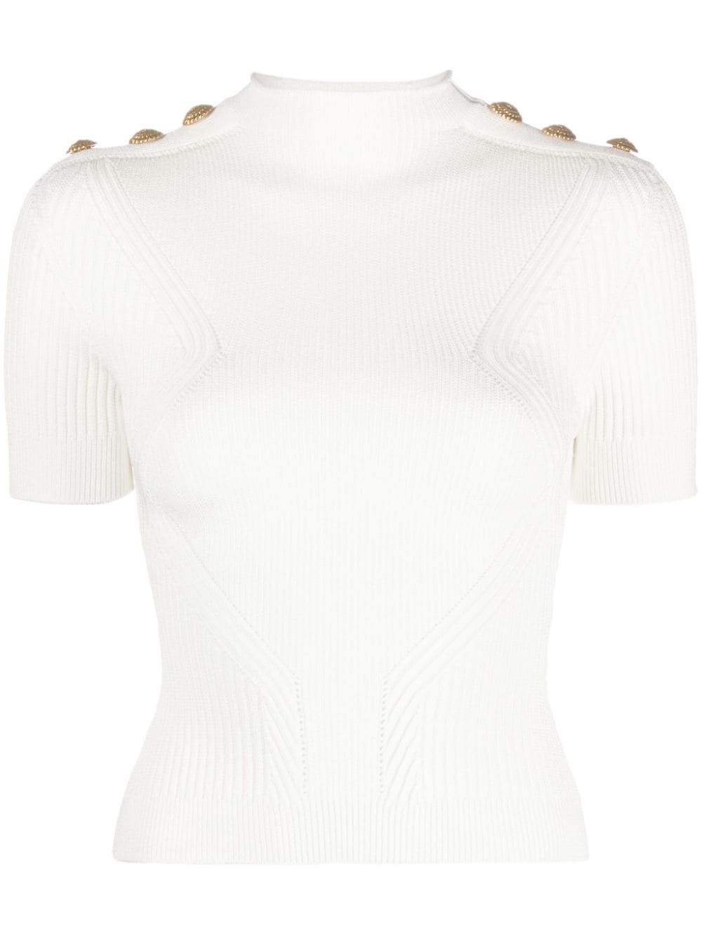 BALMAIN BUTTON-EMBOSSED KNITTED TOP