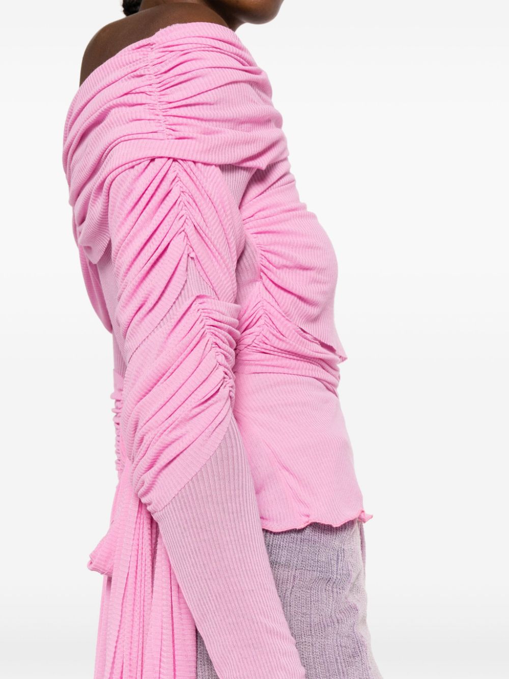 Shop Acne Studios Cut-out Ruched Top In Pink