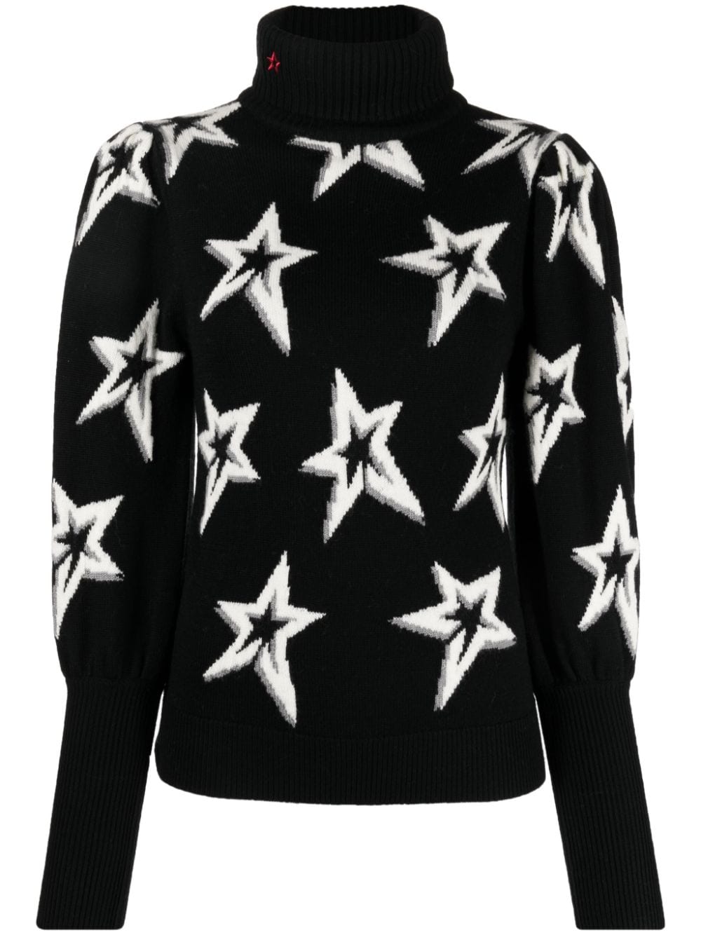 Perfect Moment Star-pattern Roll-neck Jumper In Black
