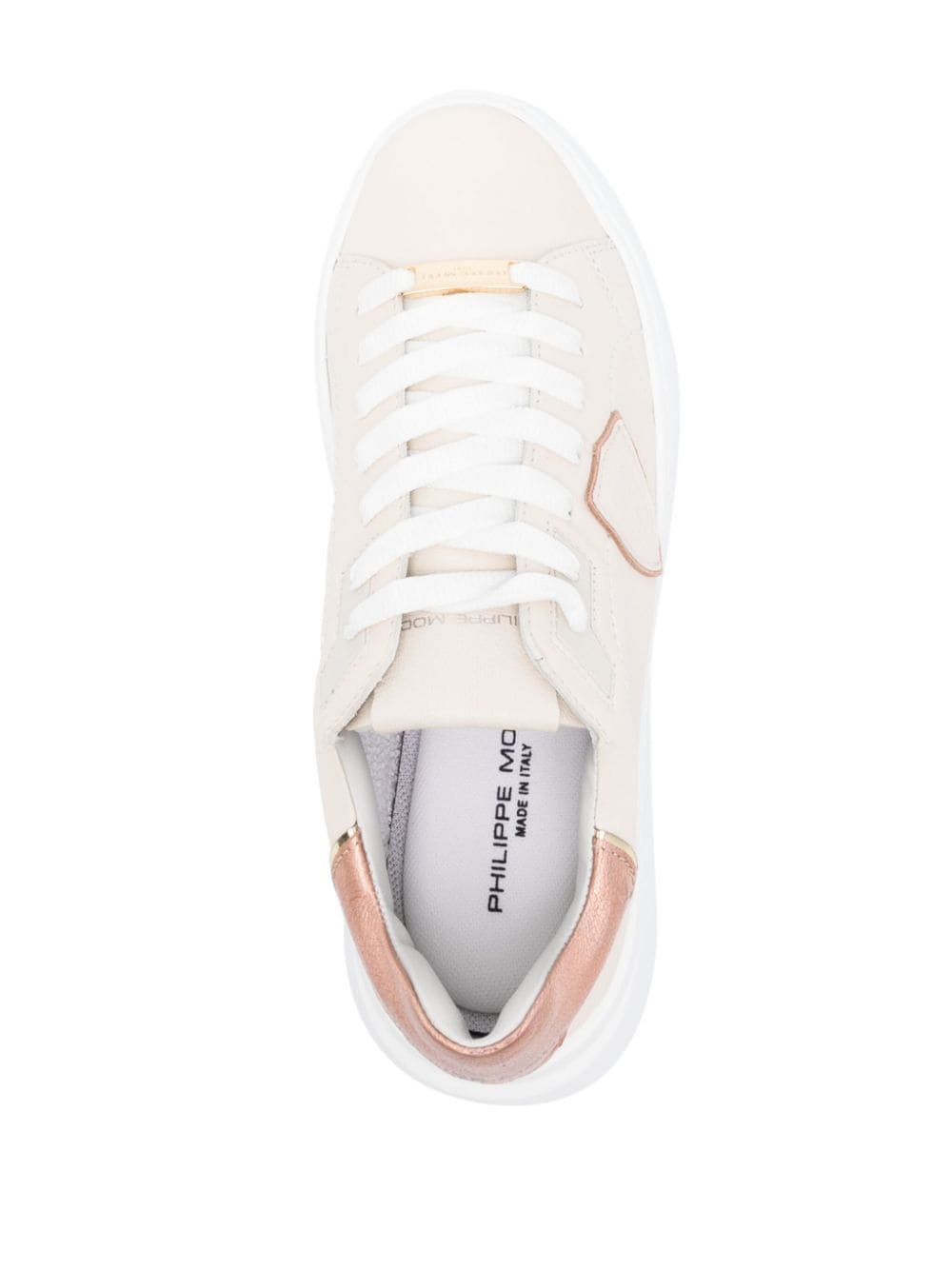 Shop Philippe Model Paris Tres Temple Lace-up Sneakers In Nude