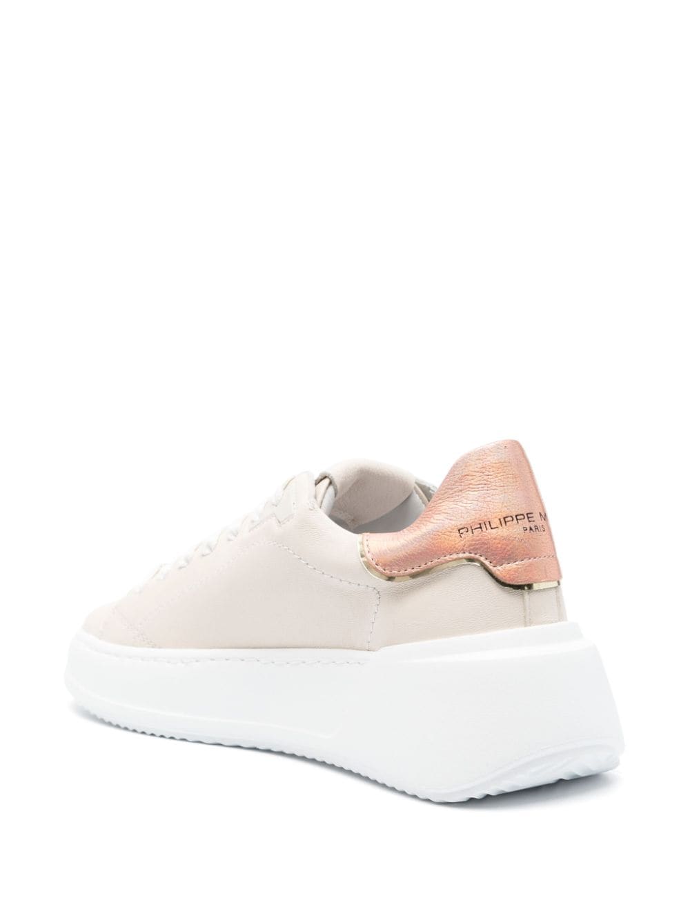 Shop Philippe Model Paris Tres Temple Lace-up Sneakers In Nude