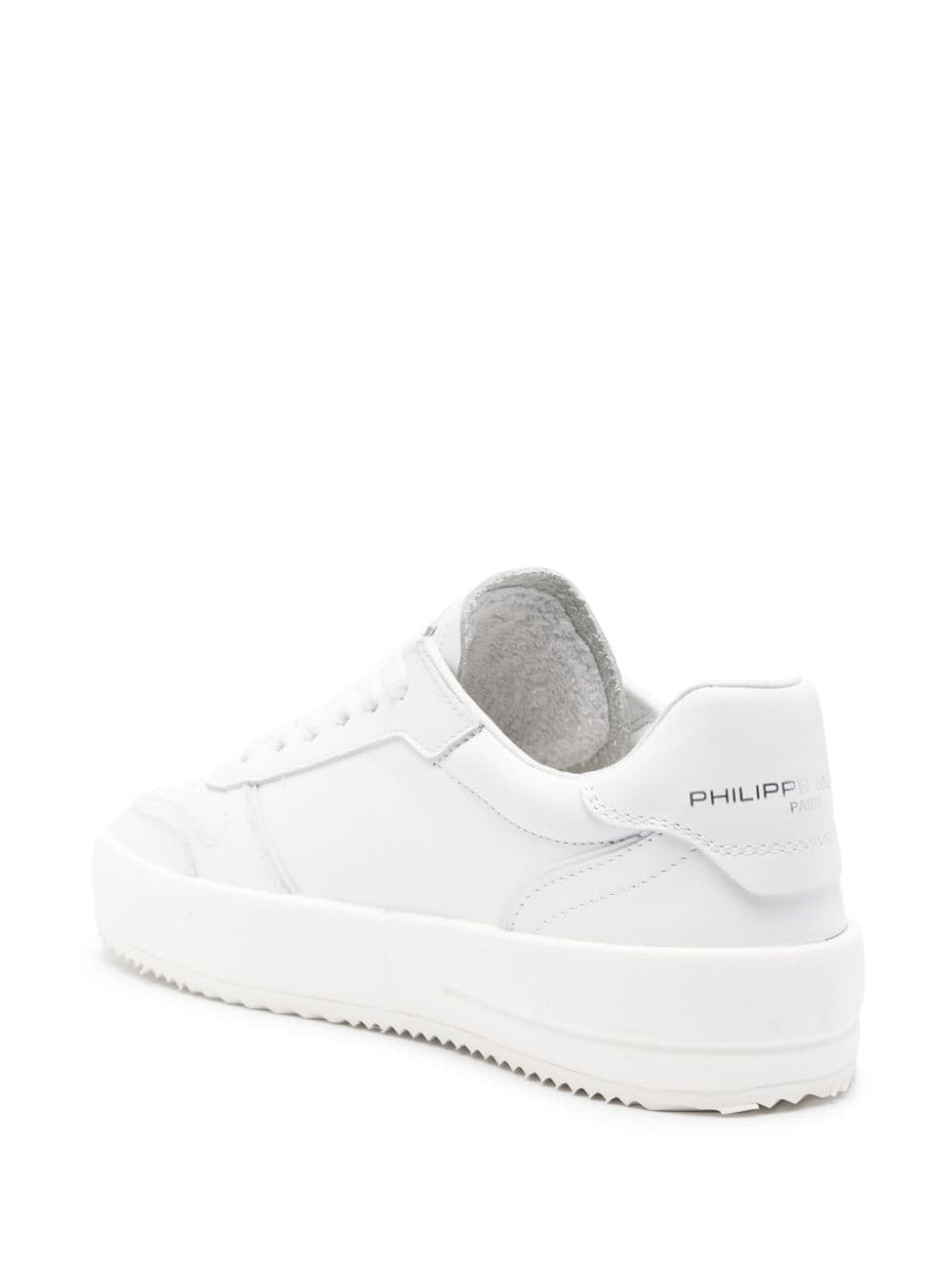 Shop Philippe Model Paris Temple Veau Leather Sneakers In White
