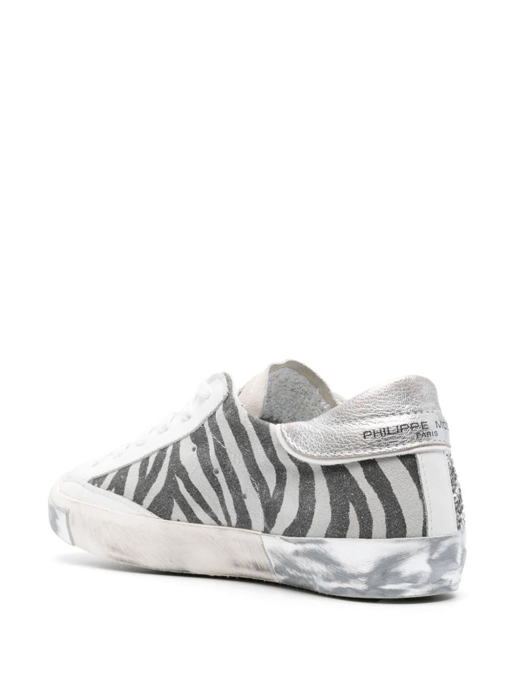 Shop Philippe Model Paris Paris Logo-patch Sneakers In Silver