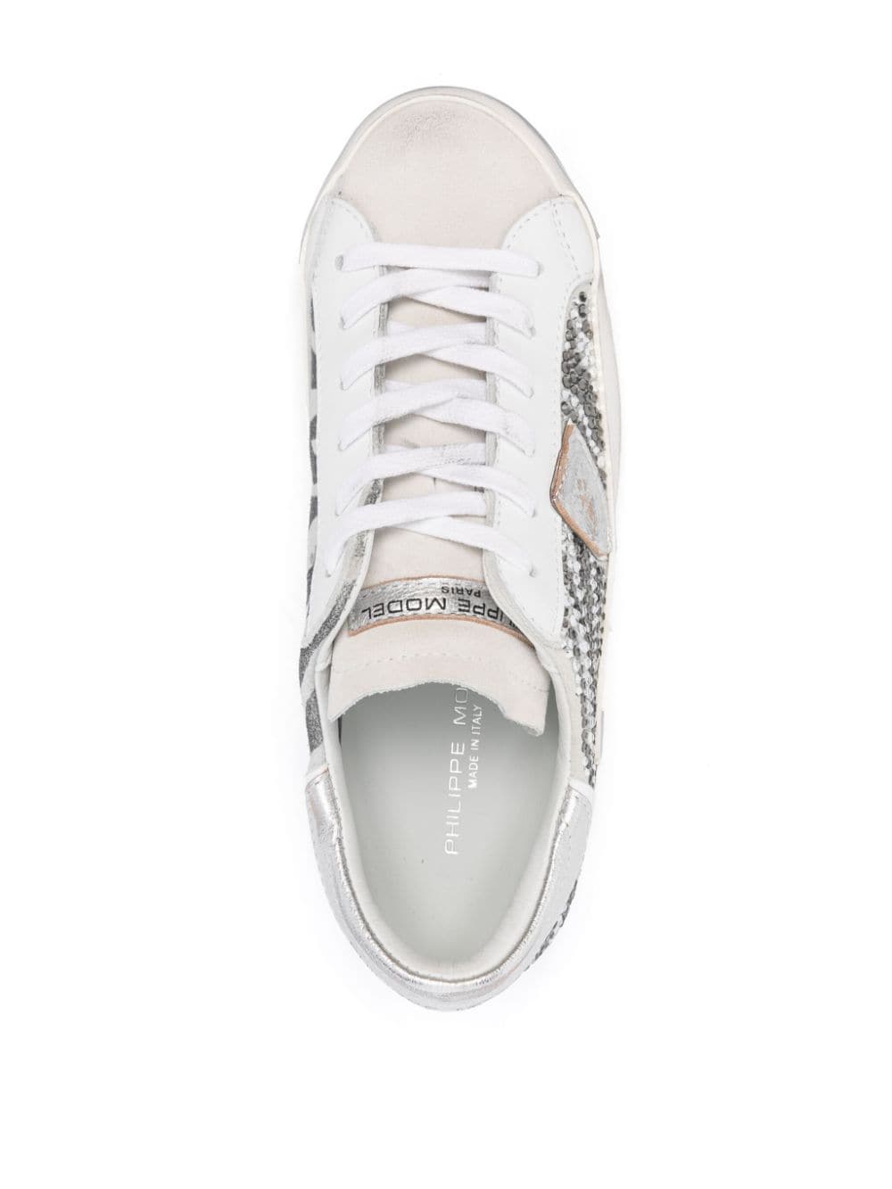 Shop Philippe Model Paris Paris Logo-patch Sneakers In Silver