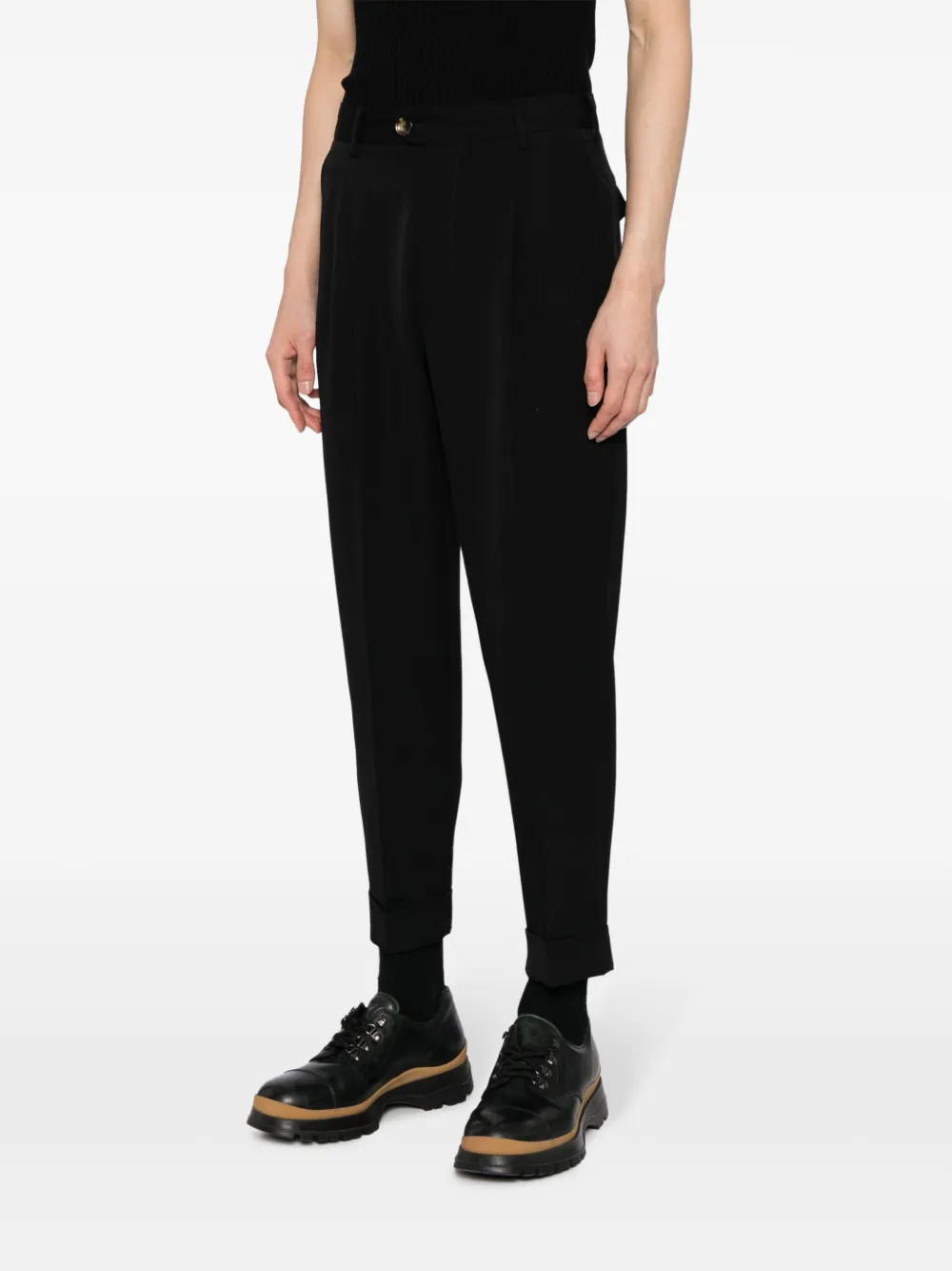 PT Torino Broek met geplooid detail Zwart