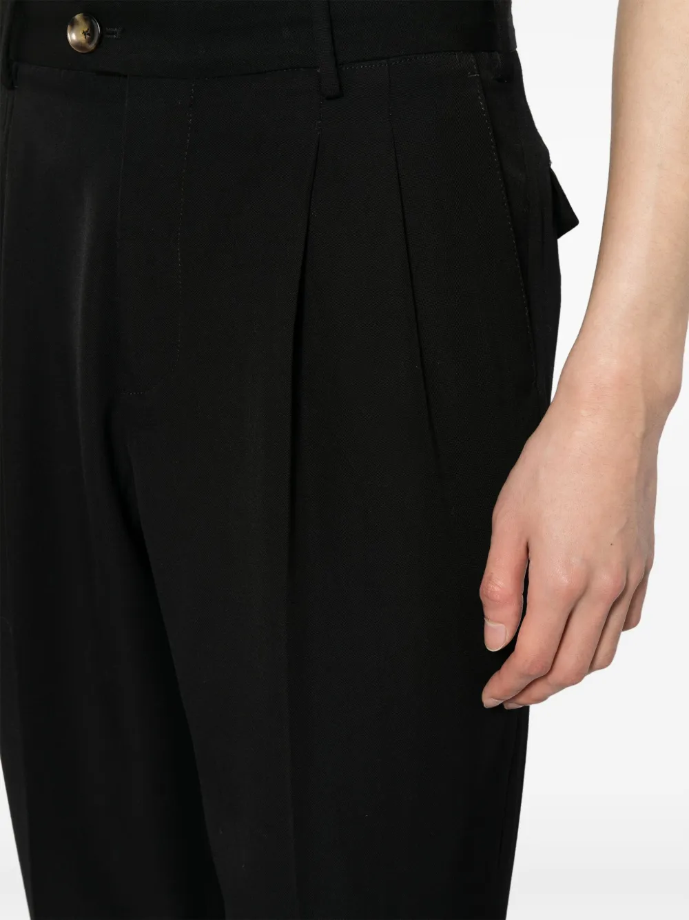 PT Torino Broek met geplooid detail Zwart