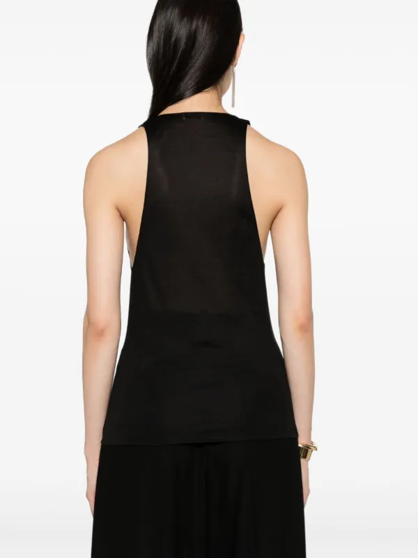 Saint Laurent Cassandre Silk Tank Top | Black | FARFETCH