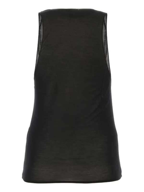 Saint Laurent Cassandre Silk Tank Top | Black | FARFETCH
