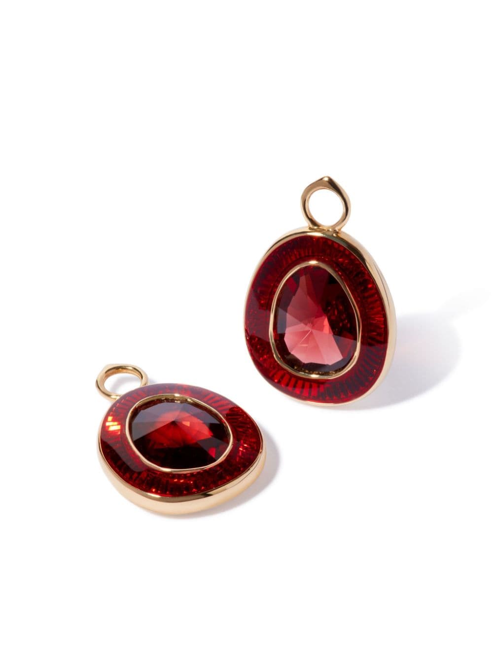 Shop Annoushka 14kt Yellow-gold Knuckle Garnet Hoop Earrings In Red