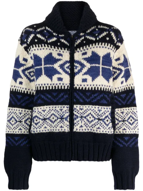 Polo Ralph Lauren shawl-collar fair isle intarsia-knit cardigan