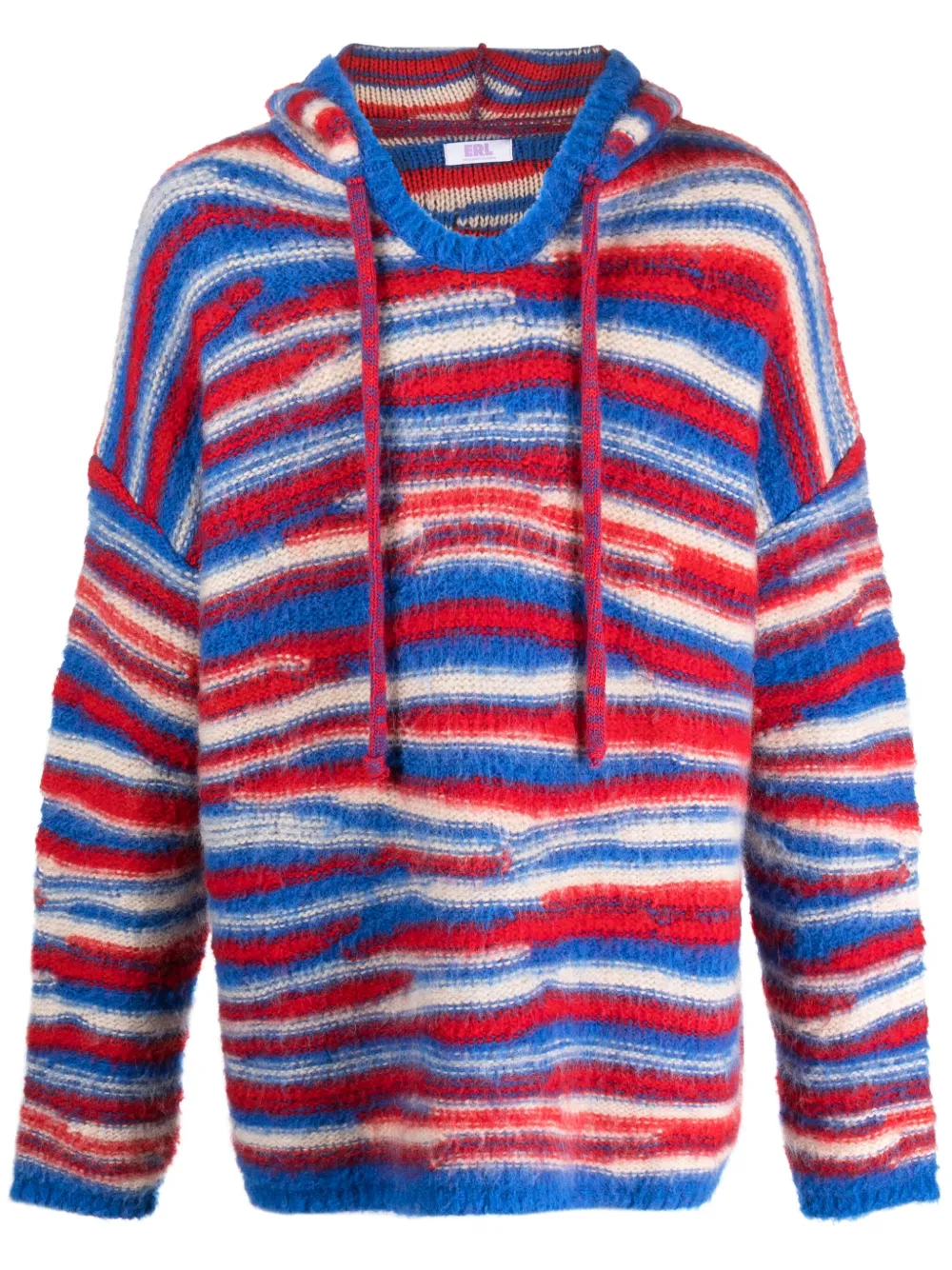 Erl Gradient Knitted Oversized Hoodie In Blue