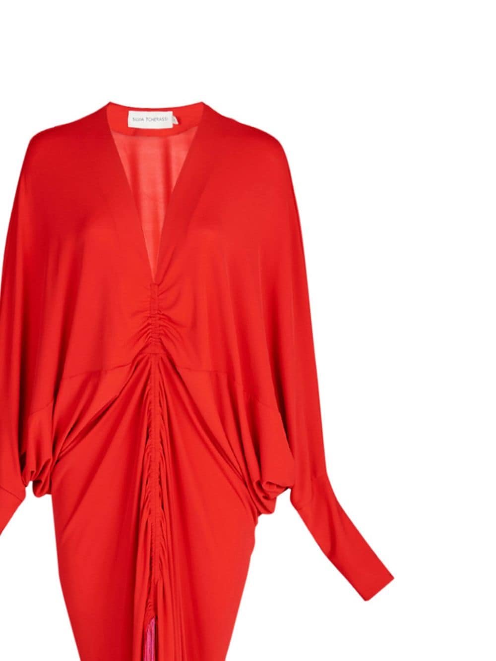 Shop Silvia Tcherassi Rosalyn Fringed Dress In Red