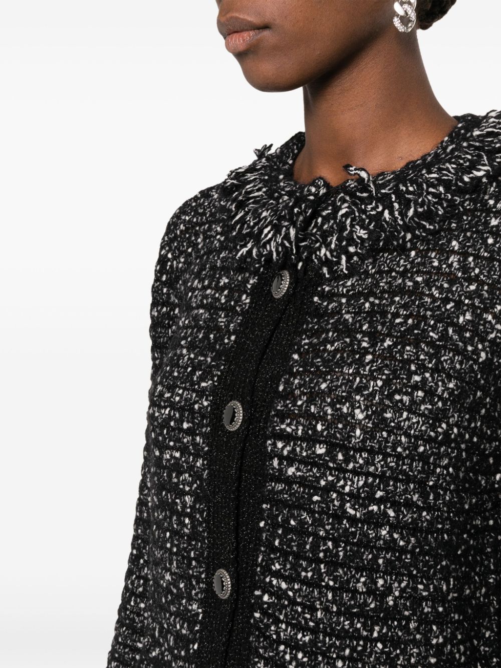 Shop Twinset Sequin-embellished Bouclé Jacket In Black