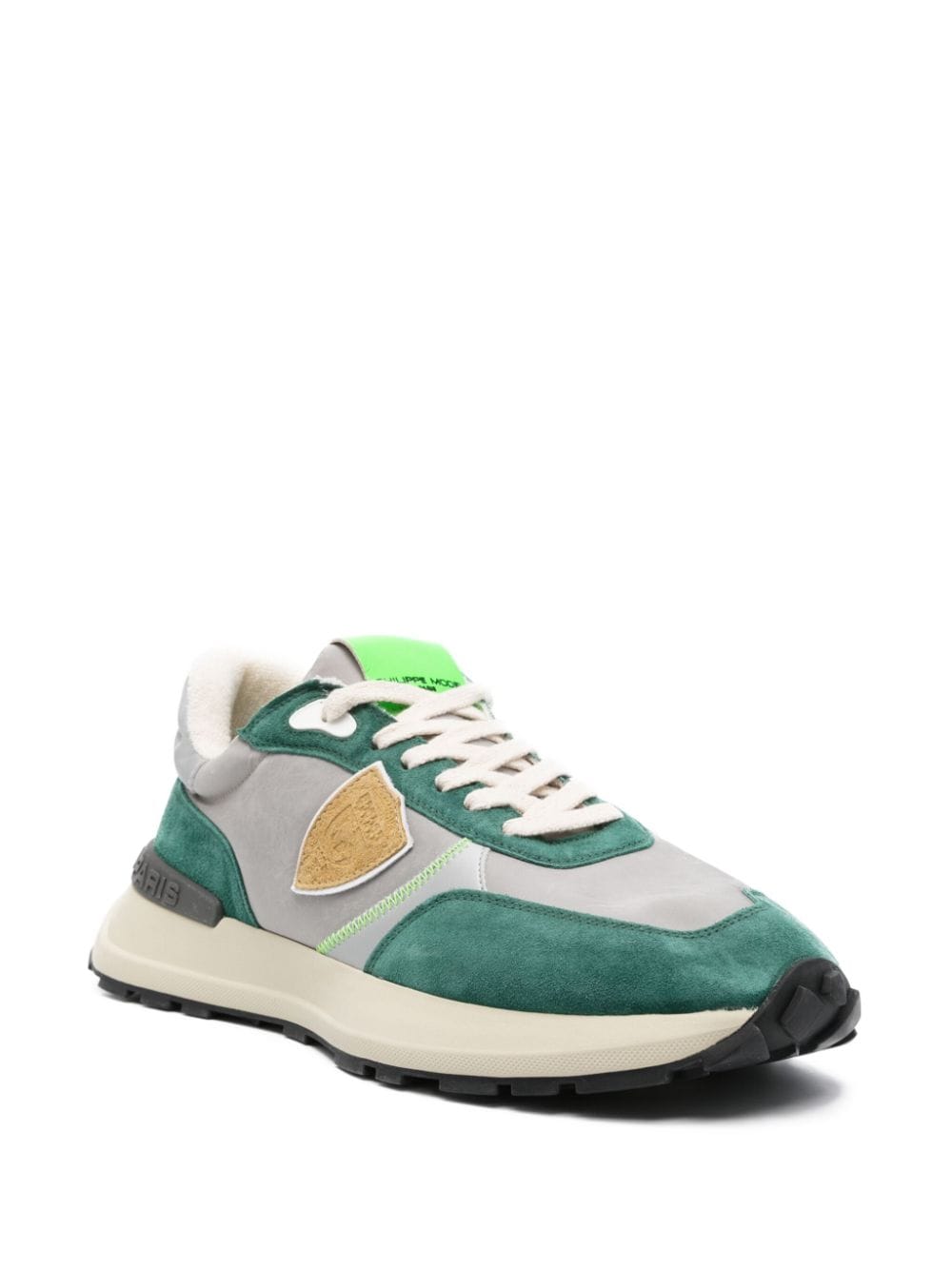 Shop Philippe Model Paris Antibes Logo-patch Sneakers In Green