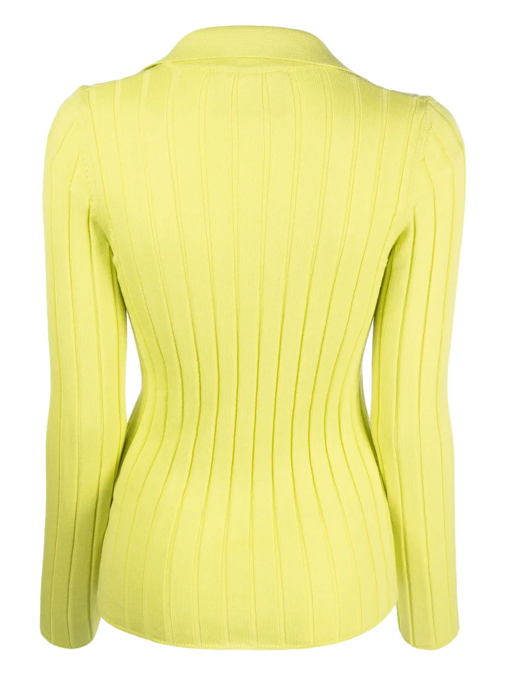 Erika Cavallini ribbed-knit virgin wool polo jumper - Groen