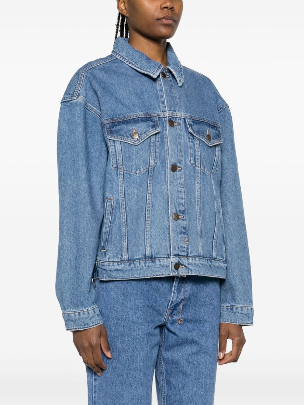 Shop Ksubi Heritage Denim Trucker Jacket In Blue