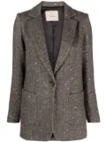 TWINSET sequinned herringbone-pattern blazer - Brown