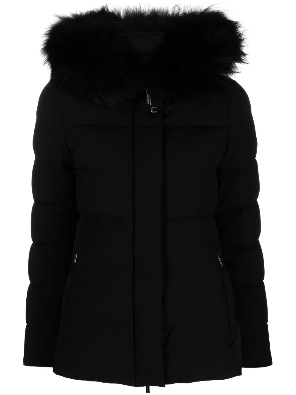 Moorer Kilie-Fur-Kn hooded puffer jacket | Black | Image 1