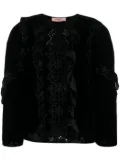 TWINSET embroidered crushed velvet blouse - Black