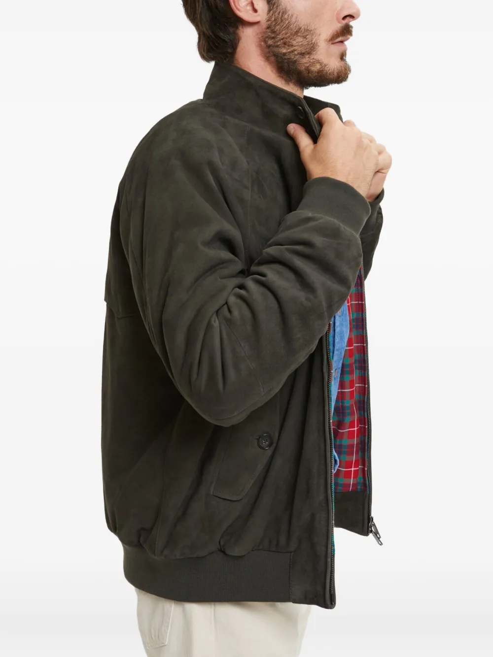 Baracuta Suede Bomber Jacket In Black