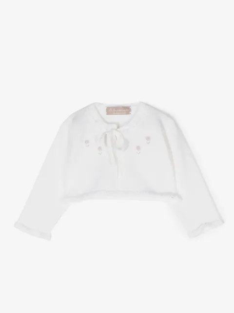 La Stupenderia floral-embroidered ribbed-knit jacket