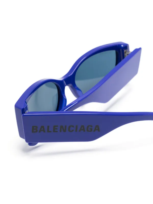 Balenciaga Eyewear Logo Print round-frame Sunglasses Blue FARFETCH IN