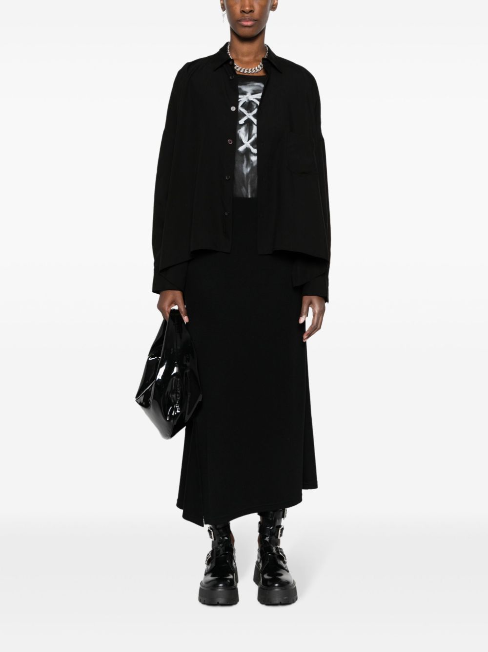 Yohji Yamamoto asymmetric button-down shirt - Zwart