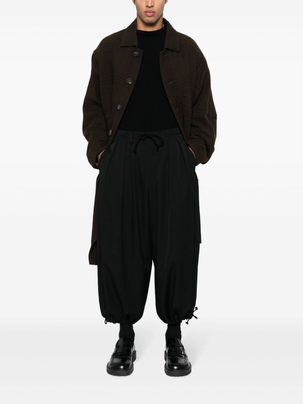 Yohji Yamamoto drawstring wide-leg trousers - Zwart