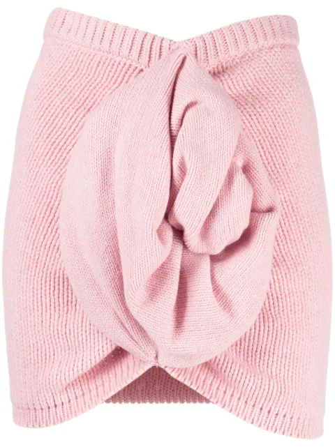 Magda Butrym rose-appliqué cashmere miniskirt